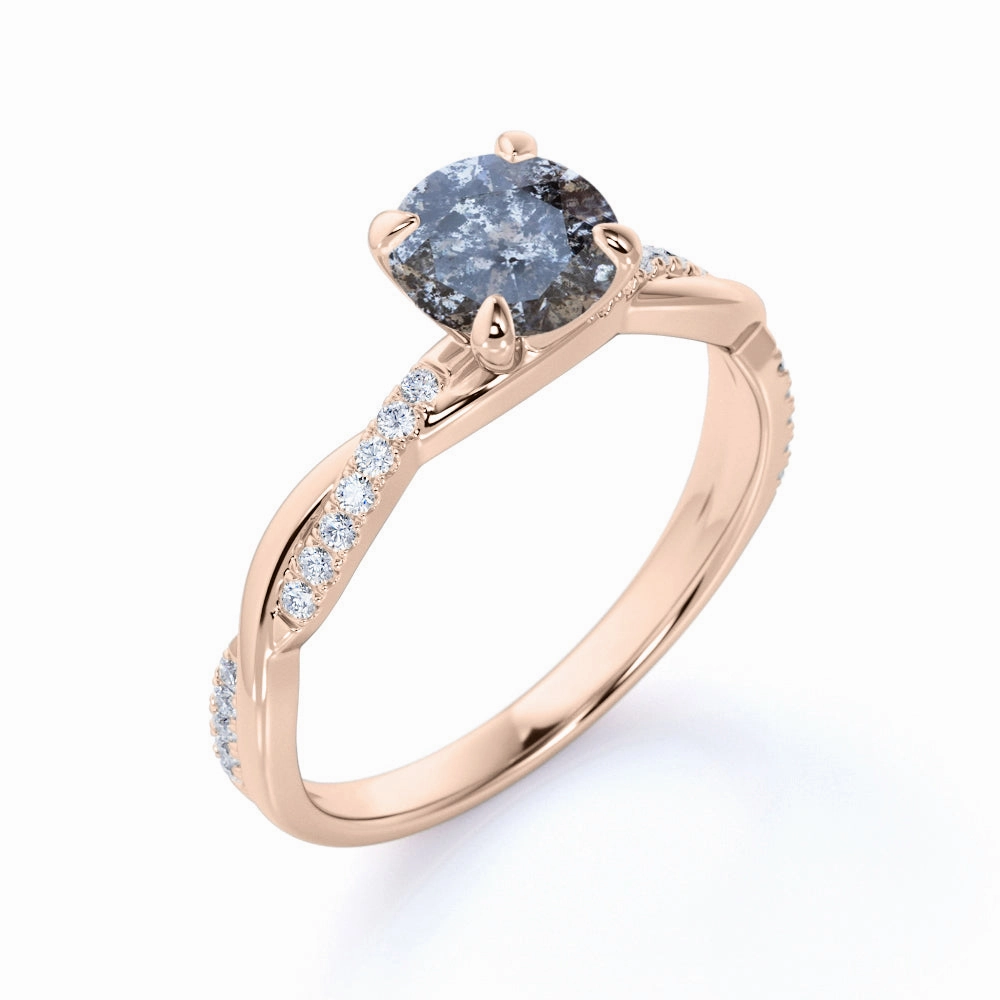 Infinity 0.75 Ct Round Salt and Pepper Diamond Engagement Ring Wonderful Embellishment