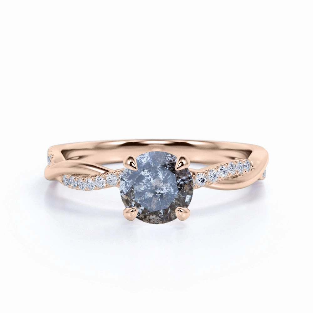 Friendship Jewelry Infinity 0.75 Ct Round Salt and Pepper Diamond Engagement Ring