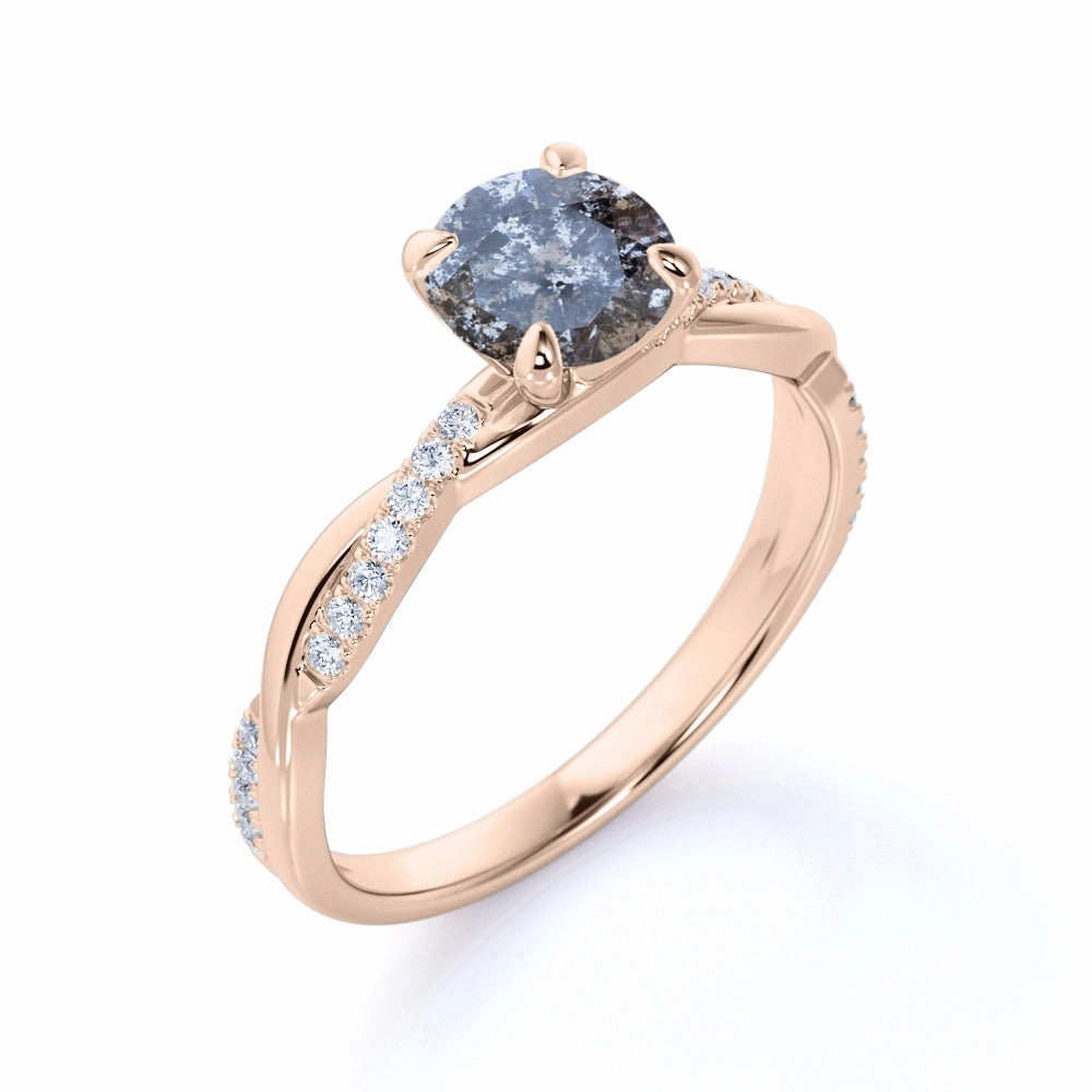 Fine Gift Eternal Expression Infinity 0.75 Ct Round Salt and Pepper Diamond Engagement Ring