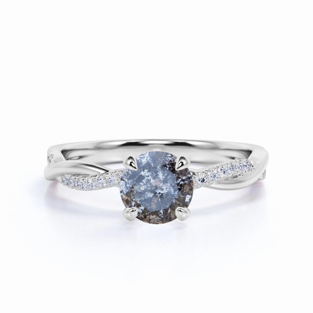 Infinity 0.75 Ct Round Salt and Pepper Diamond Engagement Ring Neutral design