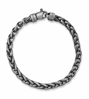 Mens Bracelet Brushed Wheat Chain Black Rhodium Early Access
