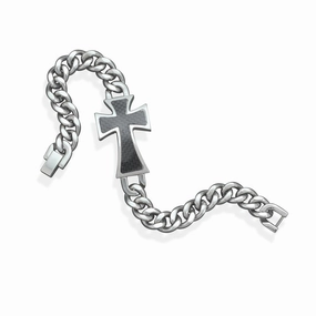 Magical Perspective Mens Cross  Bracelet with Carbon Fiber Stainless Steel