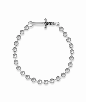 Esteemed Mixes Whimsical Outlook Mens Polished Bead with Sword Clasp 8-inch Bracelet Sterling Silver