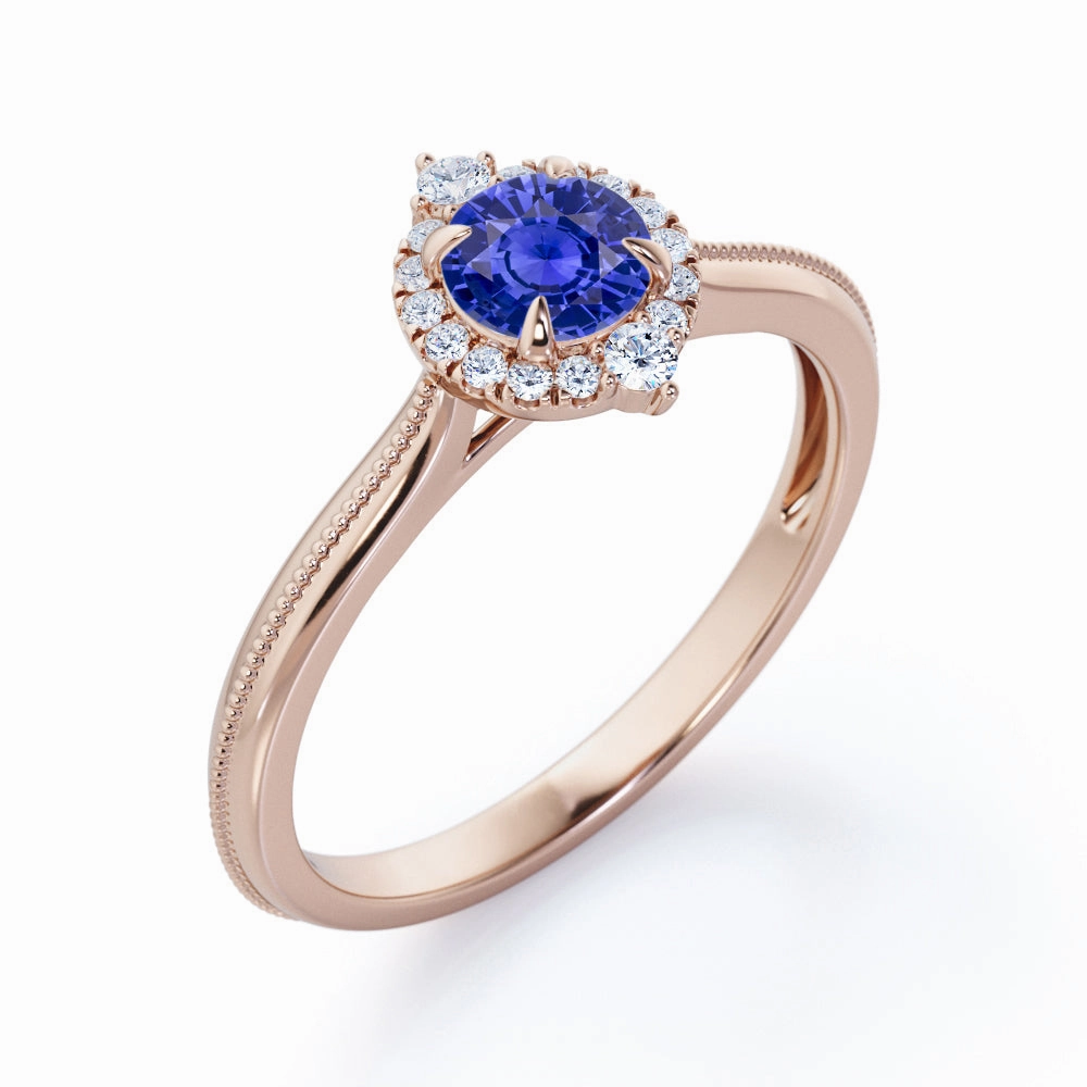 Milgrain 0.70 Ct Round Cut Lab Sapphire Engagement Ring Quality Article