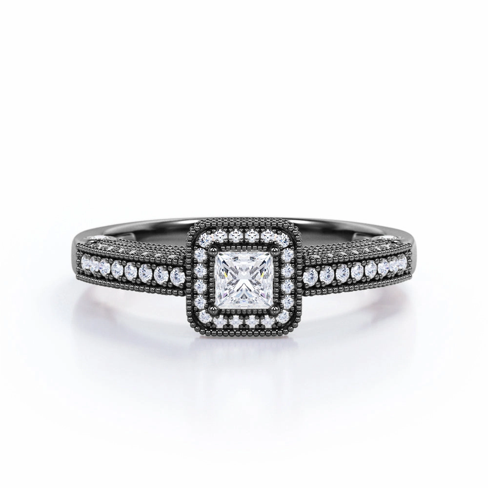 Milgrain 1 Ct Princess Cut Diamond Engagement Ring Stylish Accessory Stylish Present