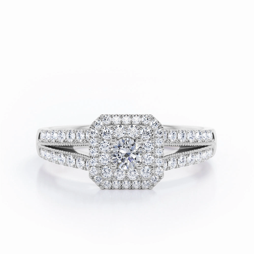 Milgrain 1 Ct Round Diamond Split Shank Engagement Ring Creative Sign