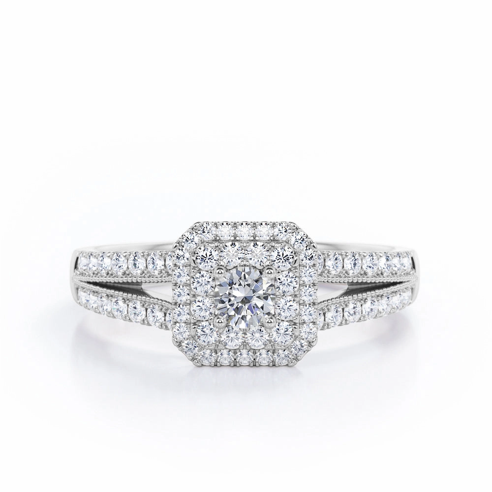 Milgrain 1 Ct Round Diamond Split Shank Engagement Ring Superior Work Daily Texture