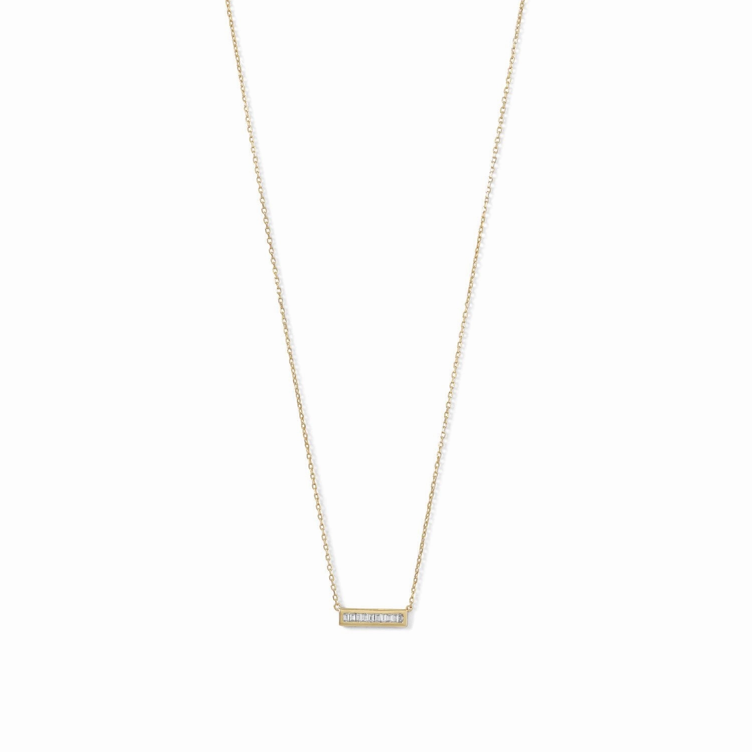 Mini Cubic Zirconia Bar Necklace Gold-plated Sterling Silver Elegant feature