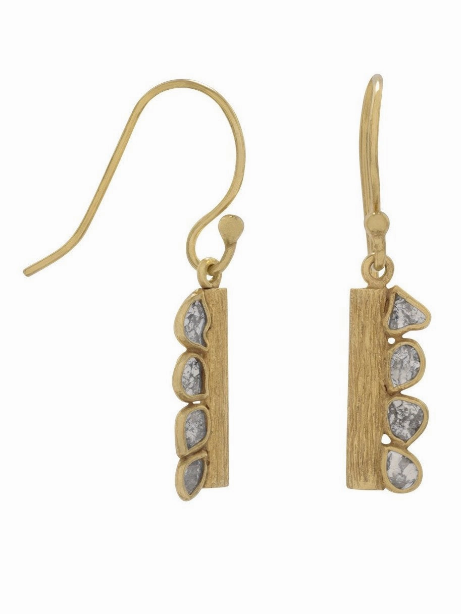 Polki Gray Diamond Earrings Gold-plated Sterling Silver Industrial Accessory Seasonal Adornment