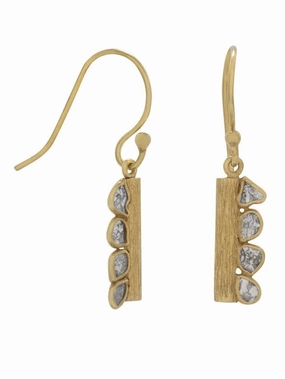 Polki Gray Diamond Earrings Gold-plated Sterling Silver Industrial Accessory Seasonal Adornment