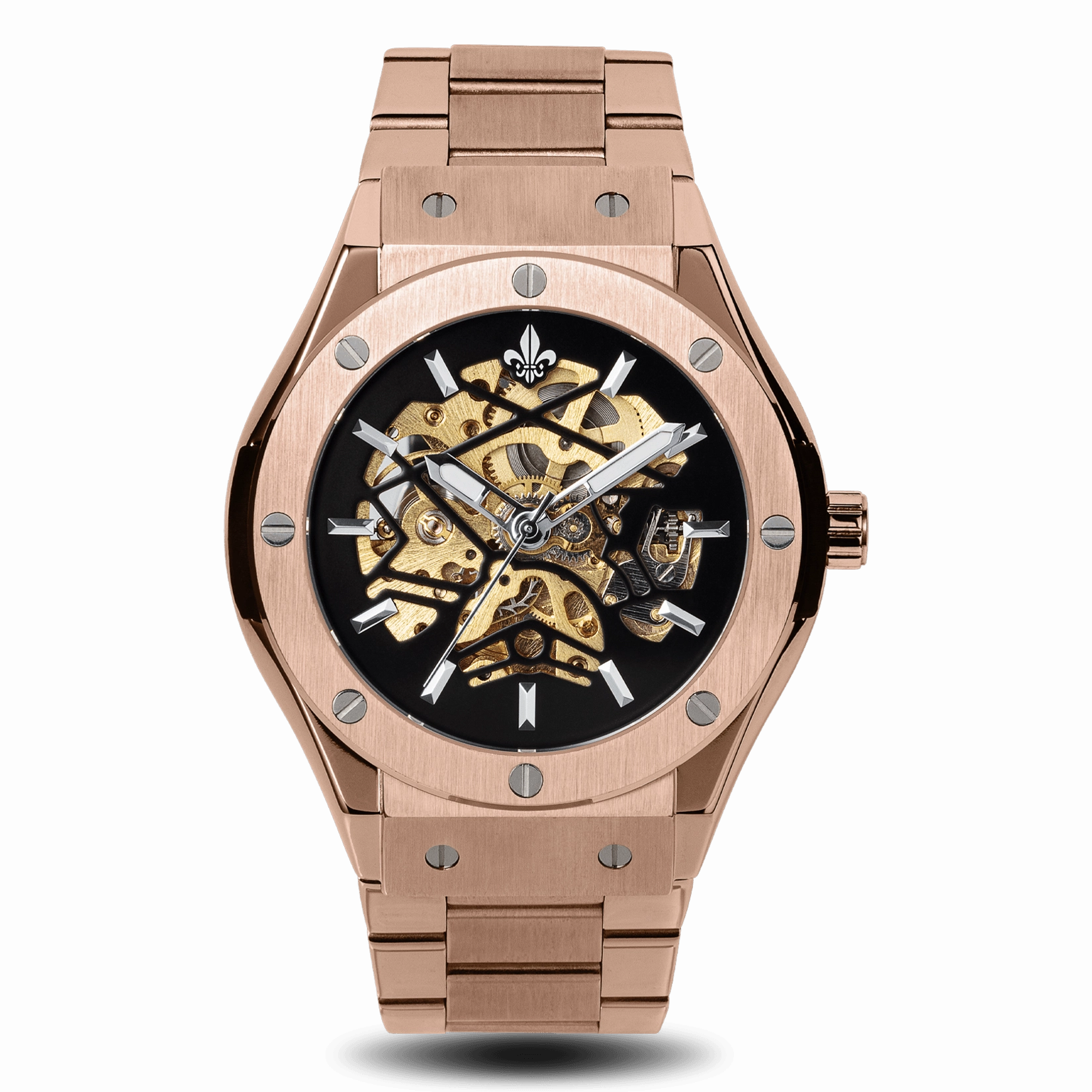Sophisticated Crafting Prague Skeleton Automatic Deluxe - Rose Gold   Rose Gold Link Strap