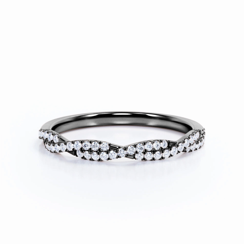 Sparkling Piece Half-Eternity 0.15 Carat Round Pave Infinity Wedding Band