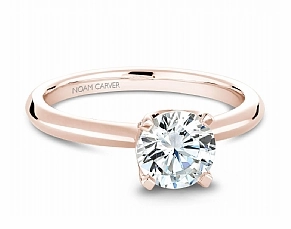 Textured Highlight Noam Carver Round Center Solitaire Diamond Engagement Ring Setting in 14K Rose Gold (0.18ctw)