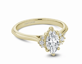 Noam Carver Marquise Center Side Stone Diamond Engagement Ring Setting in 14K Yellow Gold (0.09ctw) Daily Layer