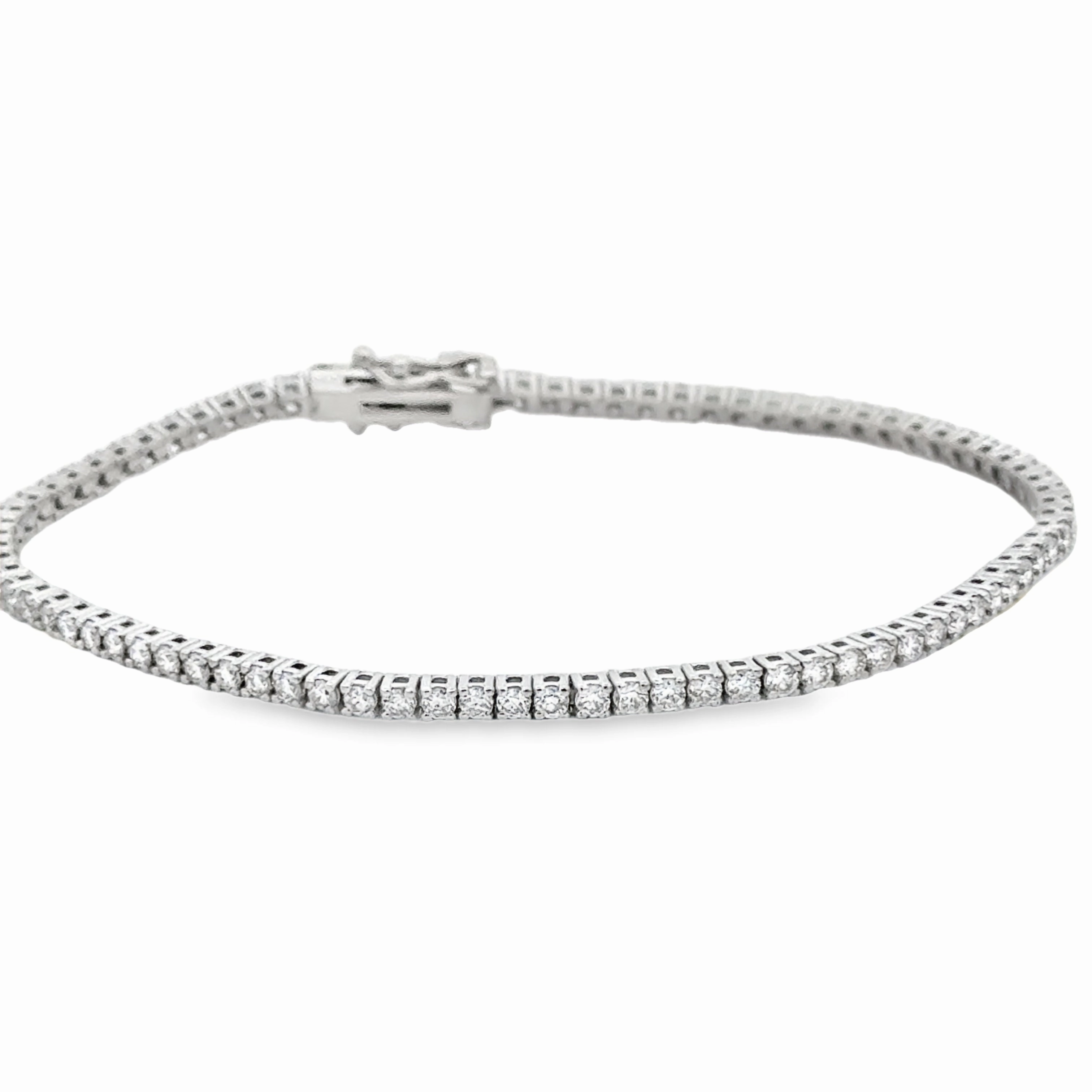 14K White Gold Diamond Tennis Bracelet - 2.18 Carats Exquisite Stones Refined Form