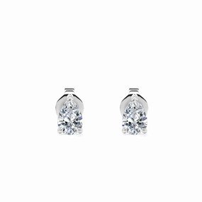 Trendy product Safe Ornament Minimalist - 0.20 Carat Teardrop Diamond - Solitaire Stud Earrings - 18K White Gold Plating Over Silver