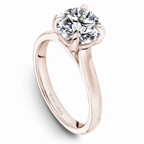 Exclusive Detail Premium Craft Noam Carver Round Solitaire Diamond Engagement Ring Setting in 14K Rose Gold