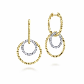 Sophisticated Sparkle Gabriel & Co | 14K White-Yellow Gold Bujukan Diamond Open Circle Huggie Drop Earrings