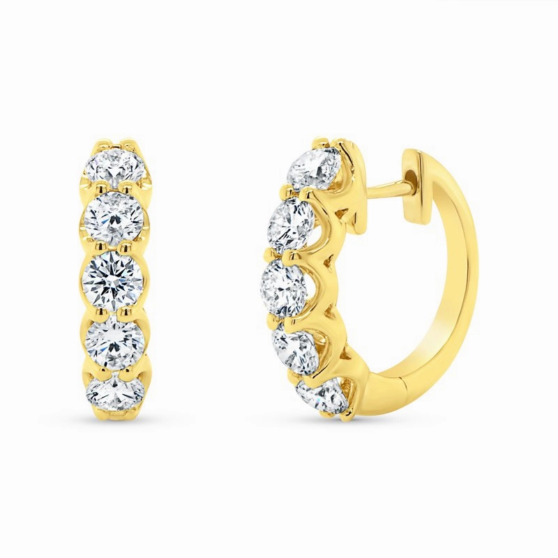 Uneek Chatterley Collection 1-Row Huggie Earrings Romantic Moment Shaped Precision