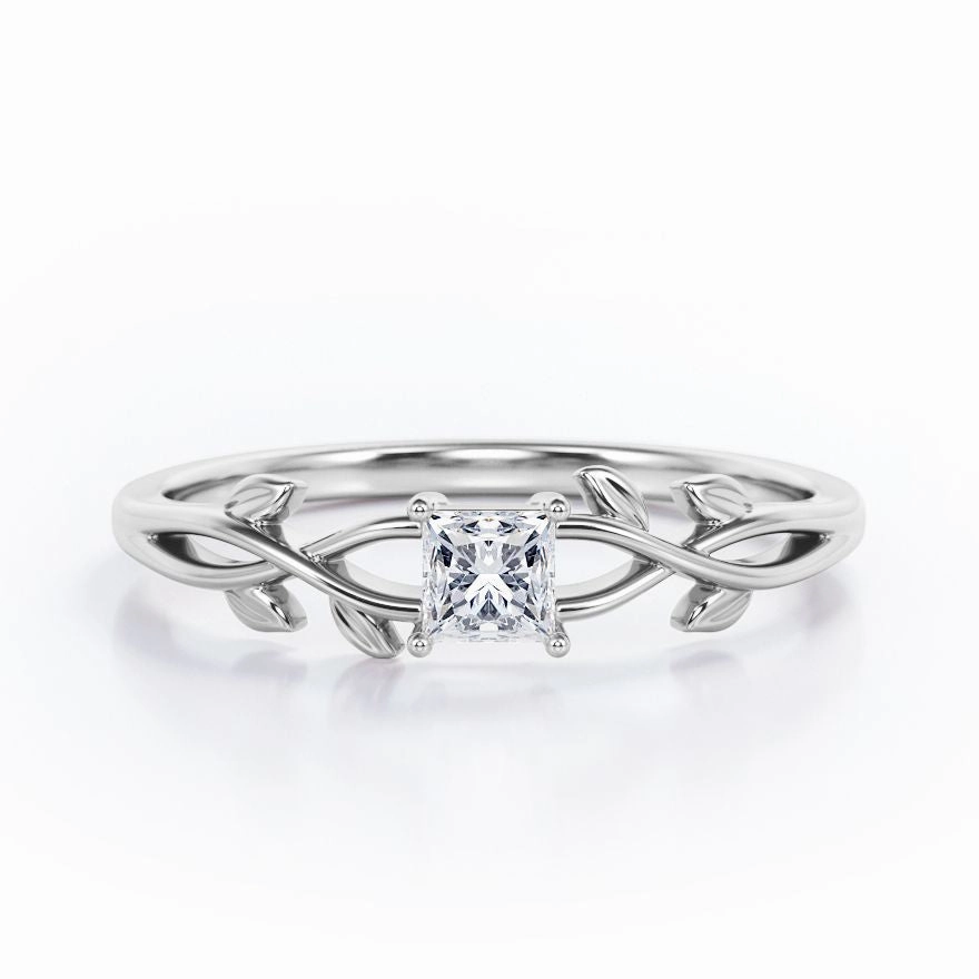 Formal Accessory Collectible Jewelry Nature Inspired 0.50 Ct Princess Diamond Engagement Ring