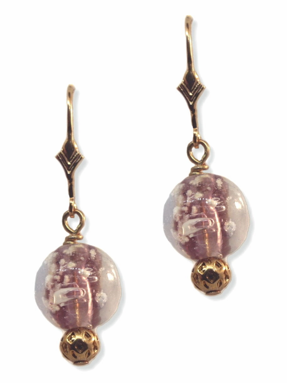 Chic Item Adorable Trinket Glow in the Dark Earrings Purple Handmade Lampwork Glass Dangles
