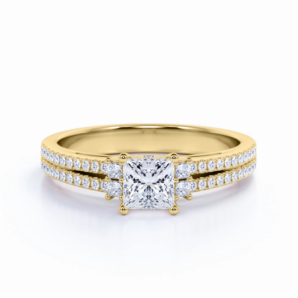 Everyday Accent Halo 1 Ct Princess Cut Diamond Engagement Ring