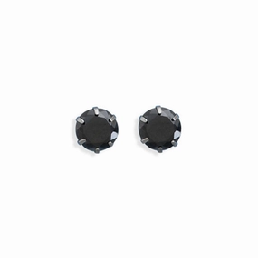 Splendid Embellishment Cute Trinket Black Stud Earrings 317L Surgical Stainless Steel 7mm Black Cubic Zirconia