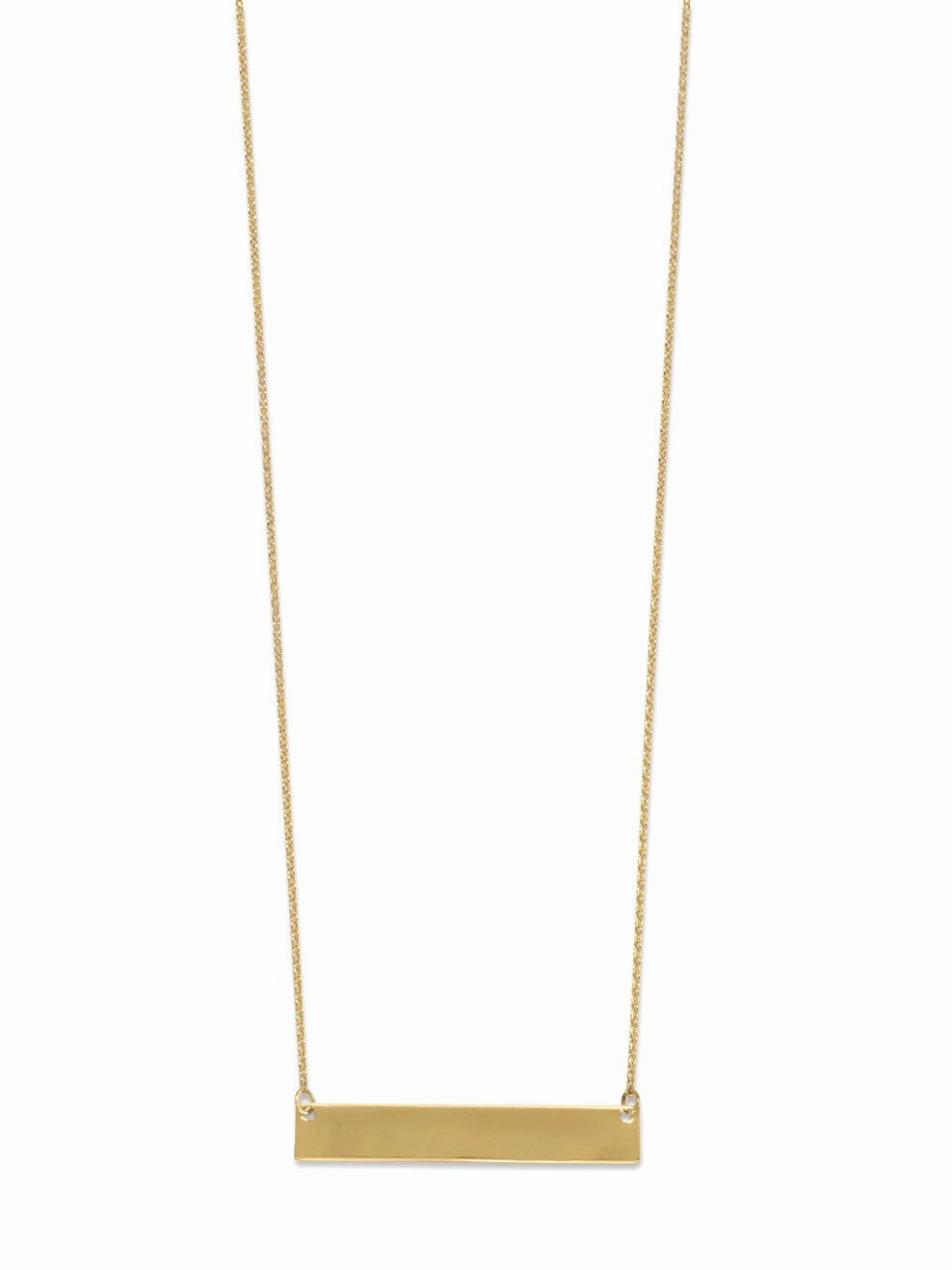 Glam Style Polished Look Gold-plated Sterling Silver Engravable Bar Necklace Adjustable