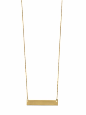 Glam Style Polished Look Gold-plated Sterling Silver Engravable Bar Necklace Adjustable