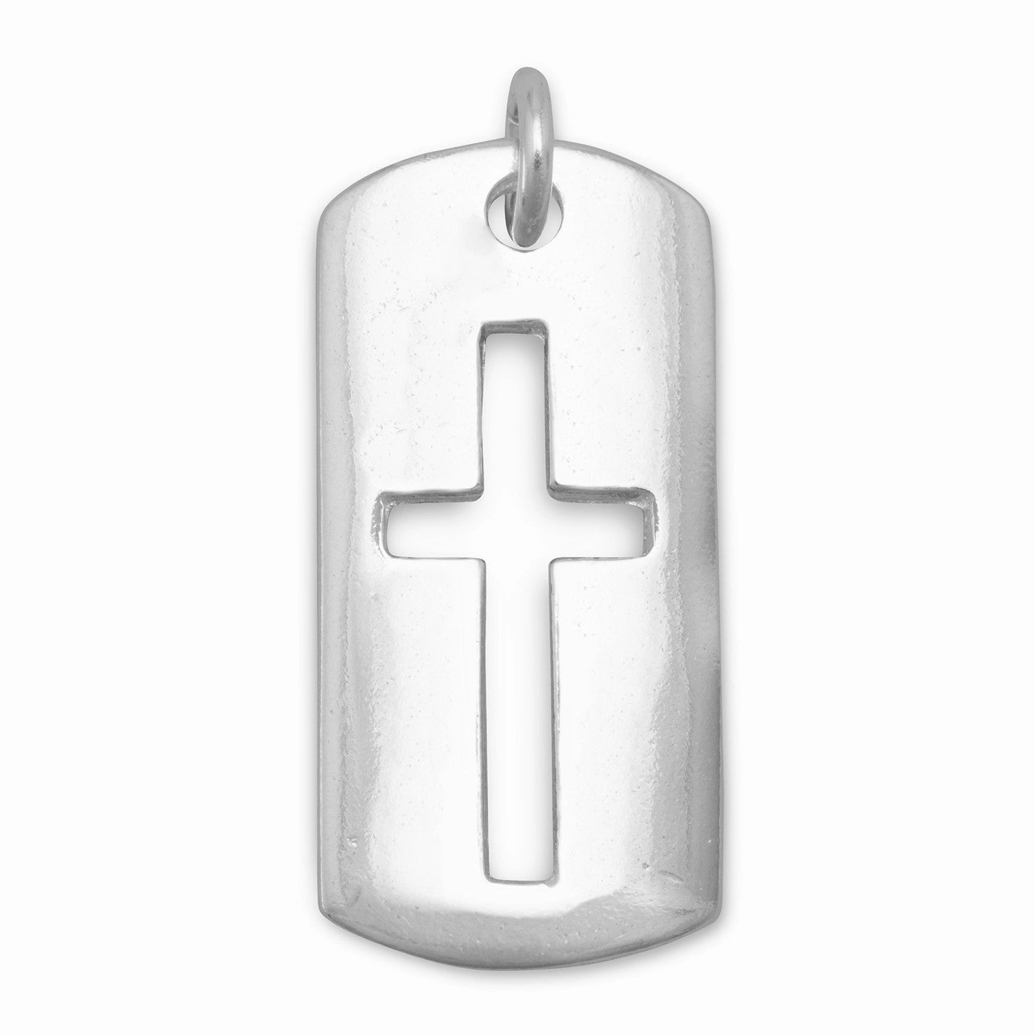 Cross Tag with Cut Out Pendant Sterling Silver, Pendant Only Pure Feature Modern Style