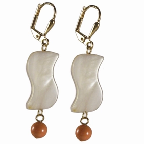 Mother of Pearl Earrings with Orange Melon Gold-plated Leverbacks Graceful Adornment