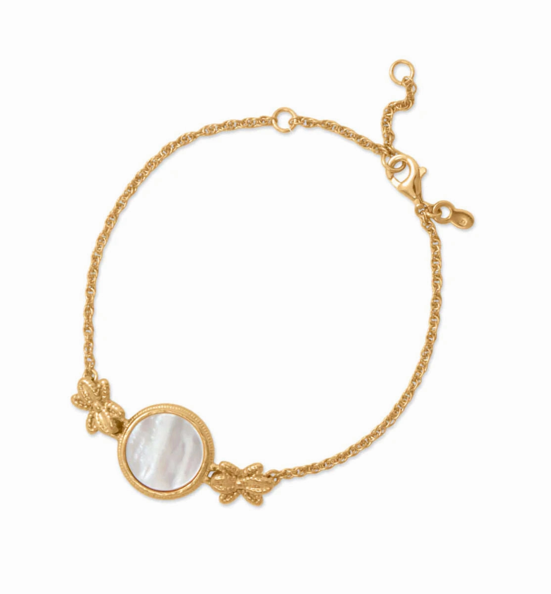 Deliberately Chosen Unique Opportunity Mother of Pearl Flower Bracelet Gold-plated Antique Style Adjustable