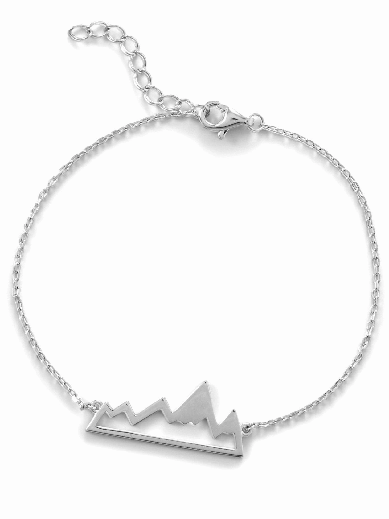 Mountain Range Bracelet Rhodium on Sterling Silver Adjustable Angular Edges Reliable Vision