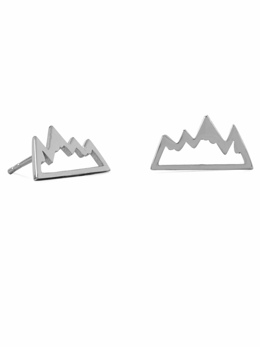 Delicate Finish Neutral Ornament Mountain Range Earrings Rhodium on Sterling Silver