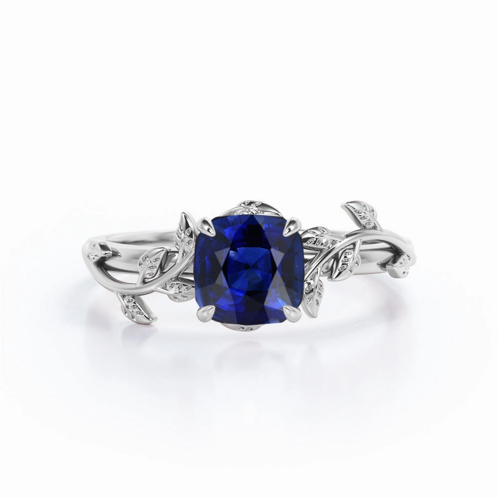 Corporate Gift 1 Ct Cushion Cut Lab Sapphire Solitaire Engagement Ring