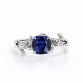 Corporate Gift 1 Ct Cushion Cut Lab Sapphire Solitaire Engagement Ring