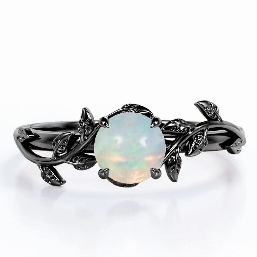 Nature Inspire 1 Ct Round Lab Created Opal Engagement Ring Essential Jewelry
