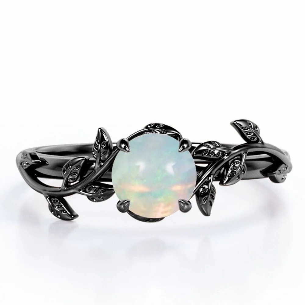 Bold Product Nature Inspire 1 Ct Round Lab Created Opal Engagement Ring