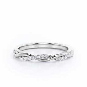 Elegant Movement Outfit Highlight Half-Eternity Infinity 0.15 TCW Round Cut Wedding Band