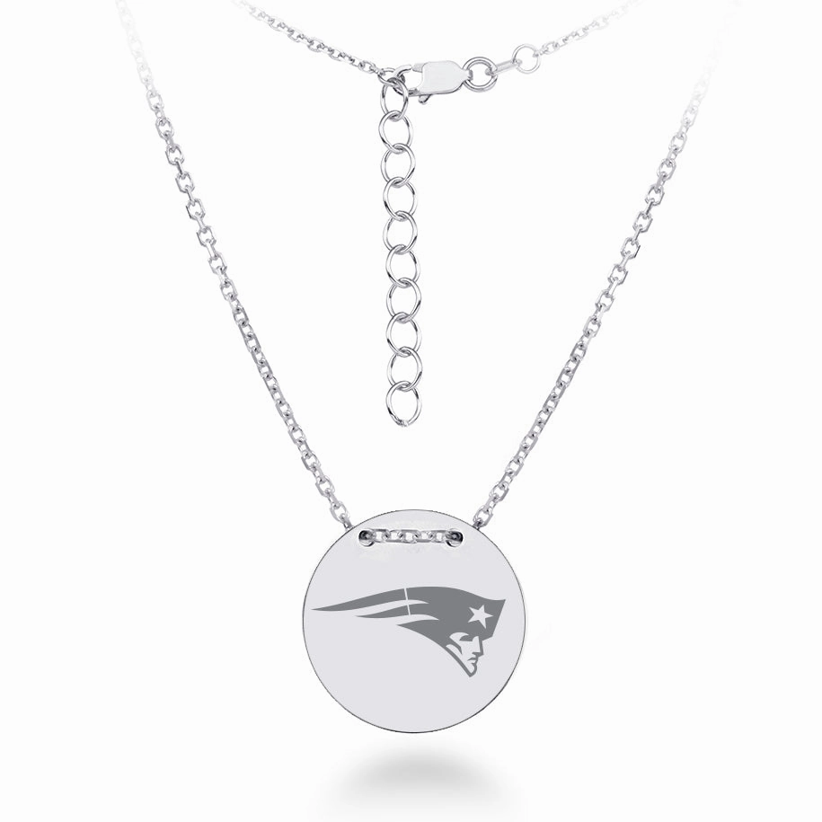 New England Patriots Necklace Licensed NFL Team Circle Pendant Sterling Silver Marvelous Piece