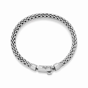 Laser Cutouts Memorable Blend Sterling Silver Woven Chain Bracelet 8-inch Length