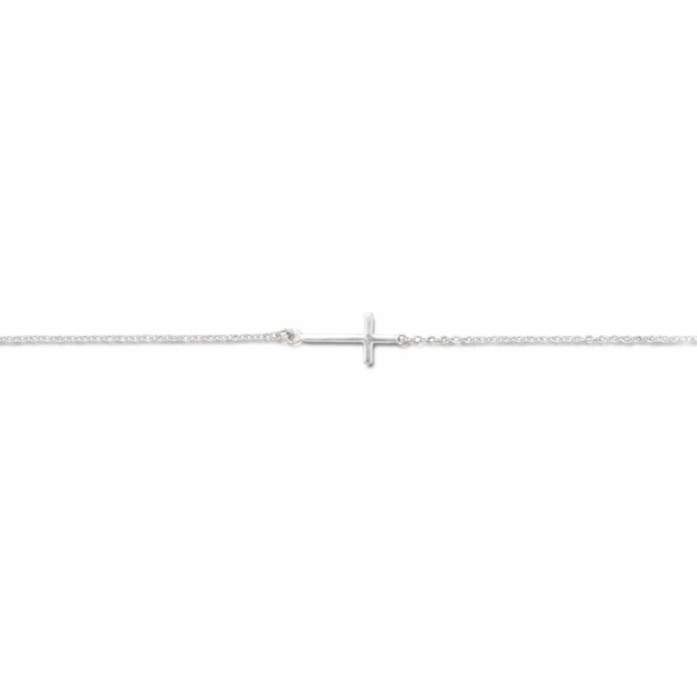 Modern Jewelry Cross Ankle Bracelet Anklet Chain Sterling Silver Adjustable Length, 9