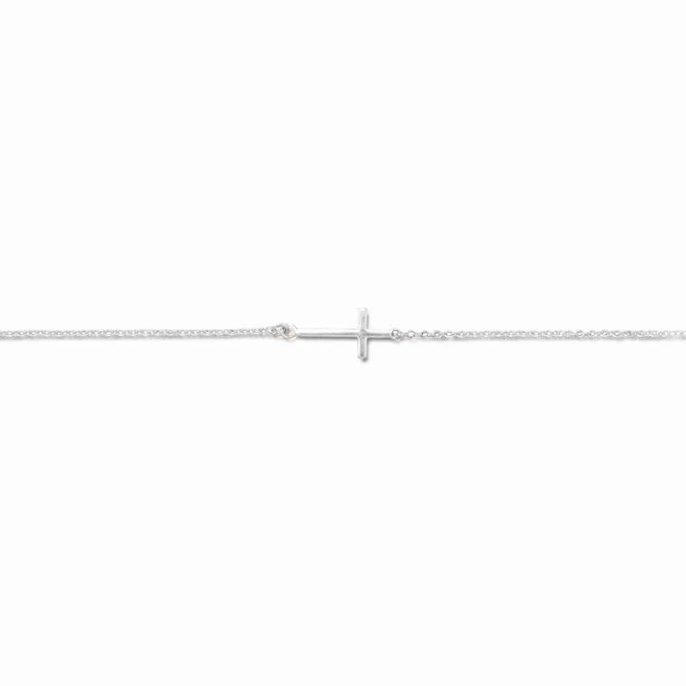 Cross Ankle Bracelet Anklet Chain Sterling Silver Adjustable Length, 9 Present-Day View