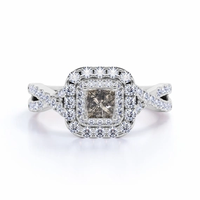 Digital Product Cluster 1.15 Ct Princess Salt and Pepper Diamond Engagement Ring