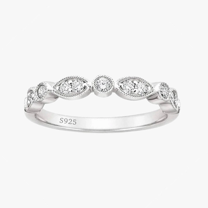 Minimal Texture 925 Sterling Silver Wedding Band Eternity Stackable Ring