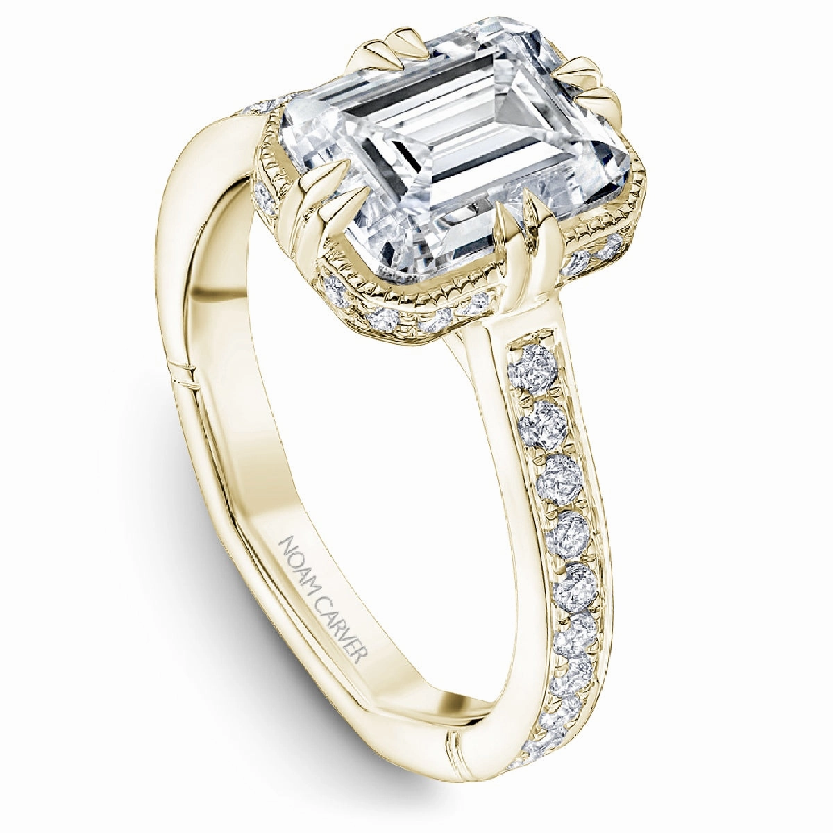 Noam Carver Atelier Modern Halo Diamond Engagement Ring Setting in Yellow Gold Effortless Elegance Gala Look