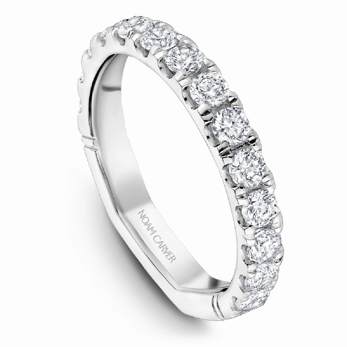 Noam Carver Atelier Straight Diamond Wedding Band in White Gold Vibrant Shine Look