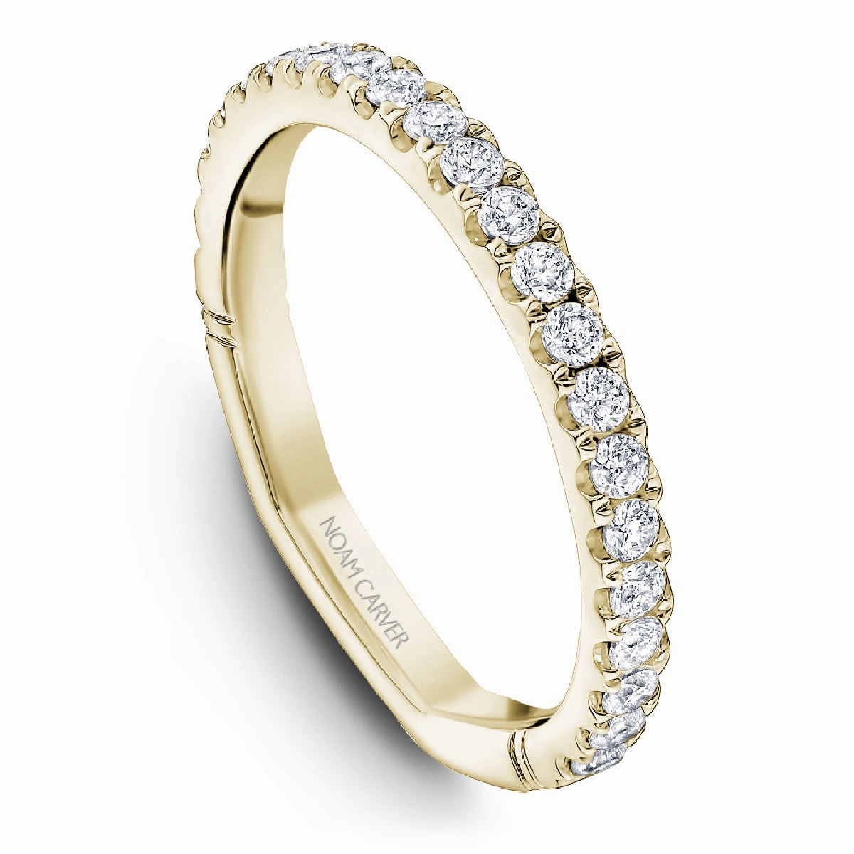Noam Carver Atelier Straight Diamond Wedding Band in Yellow Gold Refined Look