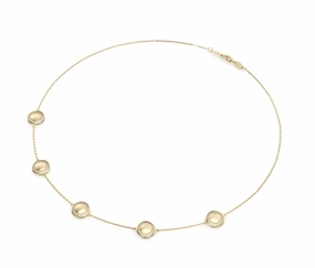 Noam Carver Aura Collection Round Shape Diamonds 14K Yellow Gold Station Necklace (.63ctw) Polished Flow Fall Vibes