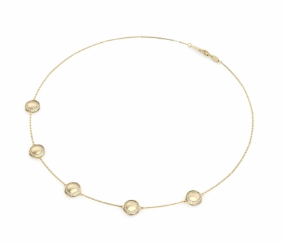 Noam Carver Aura Collection Round Shape Diamonds 14K Yellow Gold Station Necklace (.63ctw) Polished Flow Fall Vibes